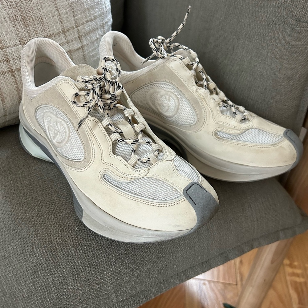 Cream and Gray Athletic Sneakers